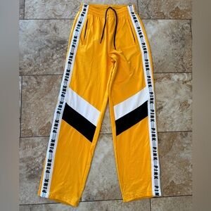 PINK Victoria's Secret Yellow Track Joggers with Black & White Accents